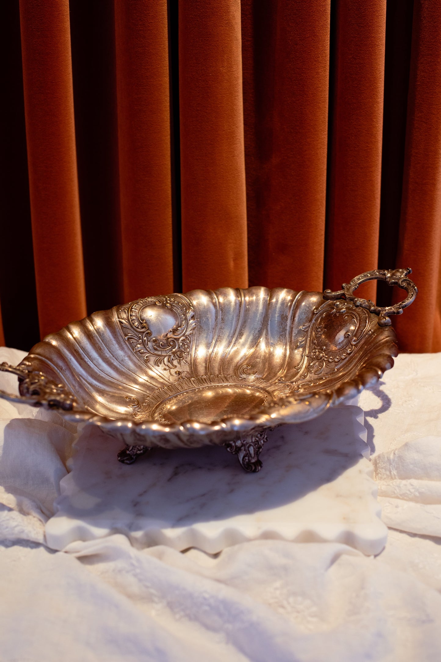 Vintage Rococo Footed Dish