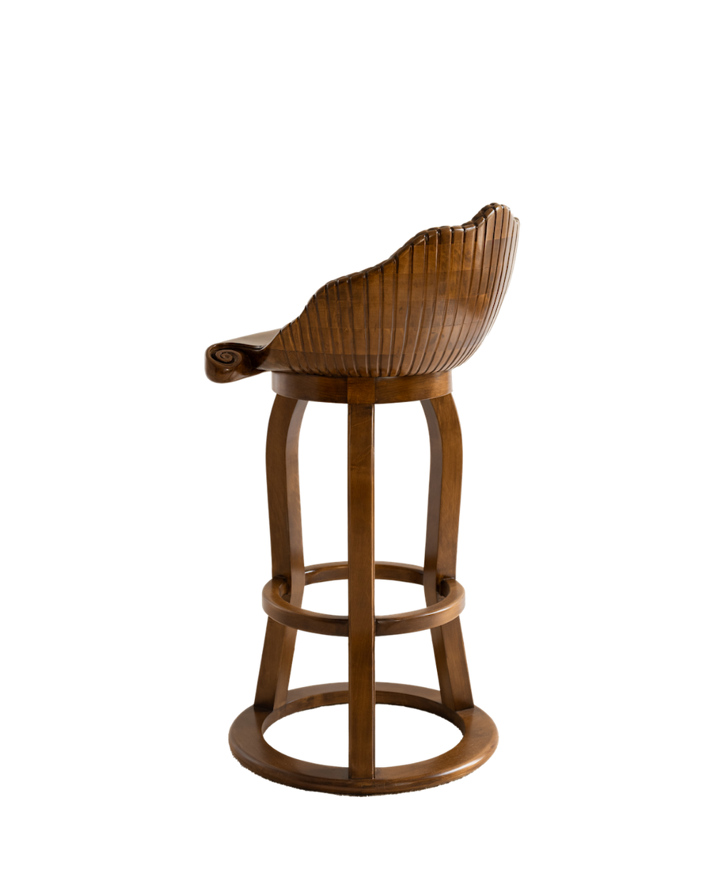 Back of stool shaped like a shell