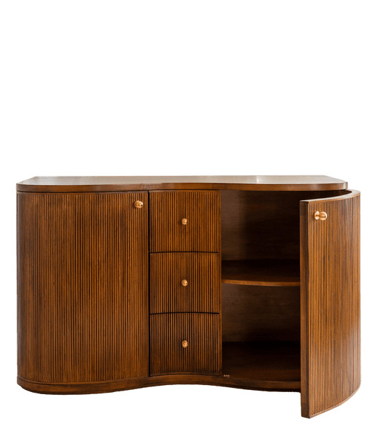 Reeded bar cabinet