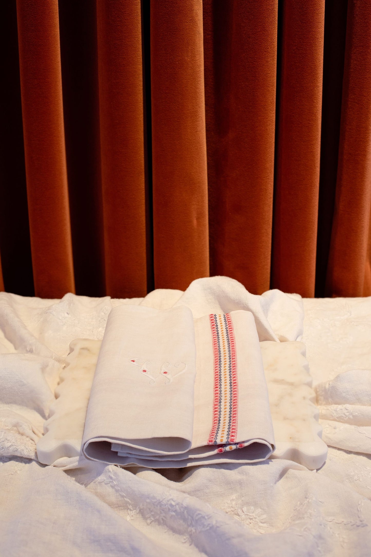 W Embroidered Tea Towels