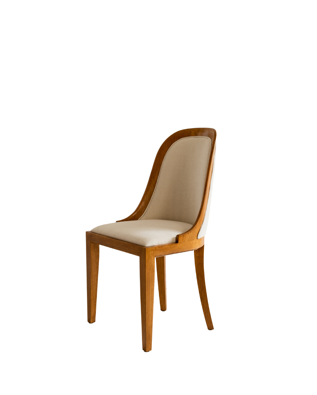 Dining chair with linen upholstered seat