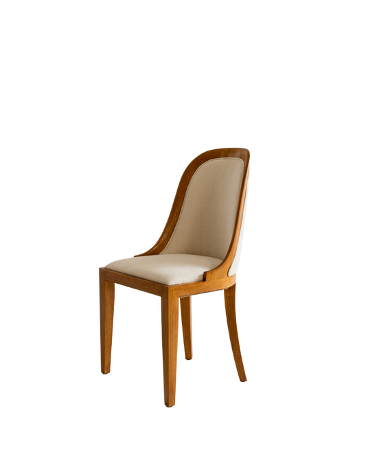 Dining chair with linen upholstered seat