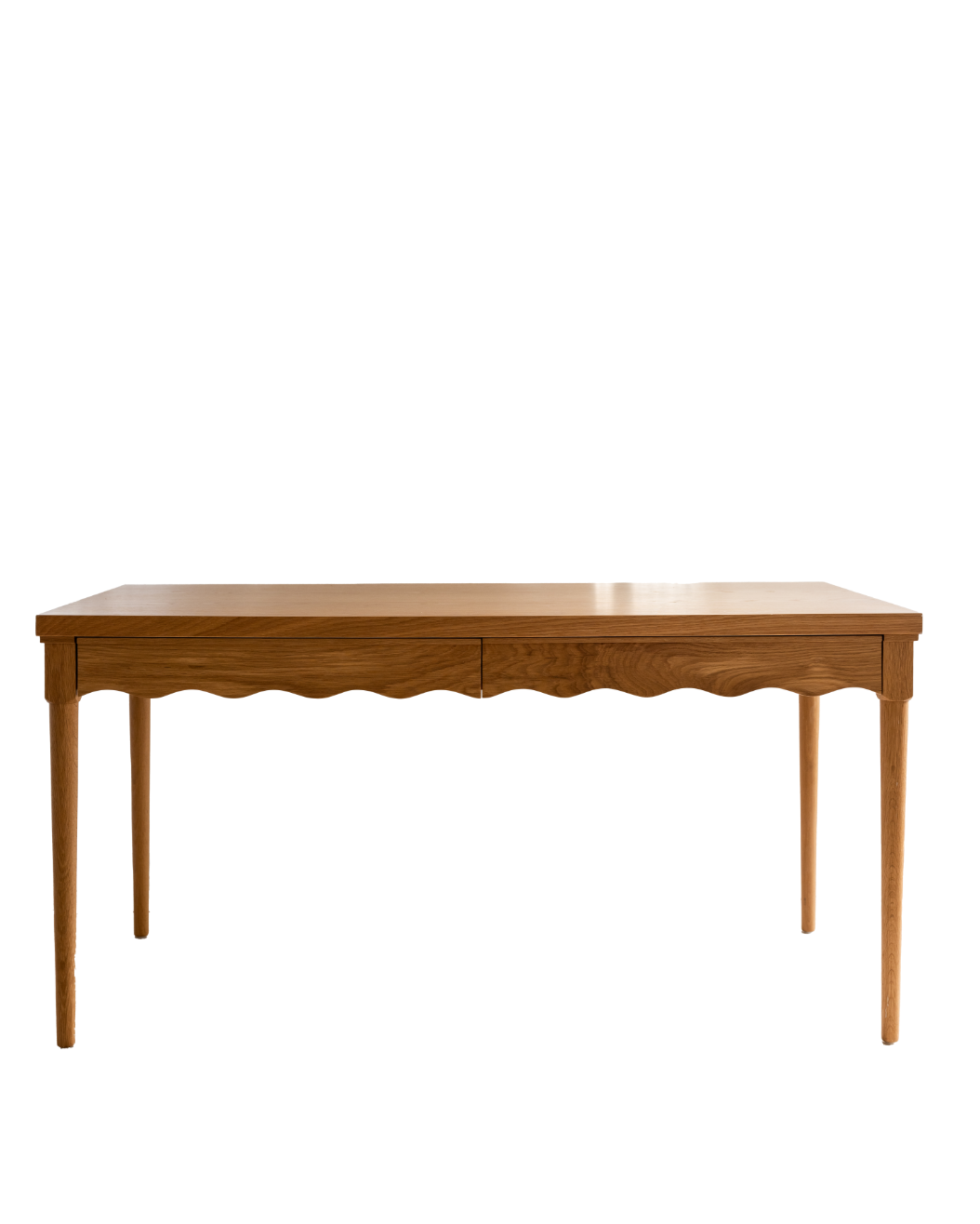 Desk with two drawers and scalloped edge
