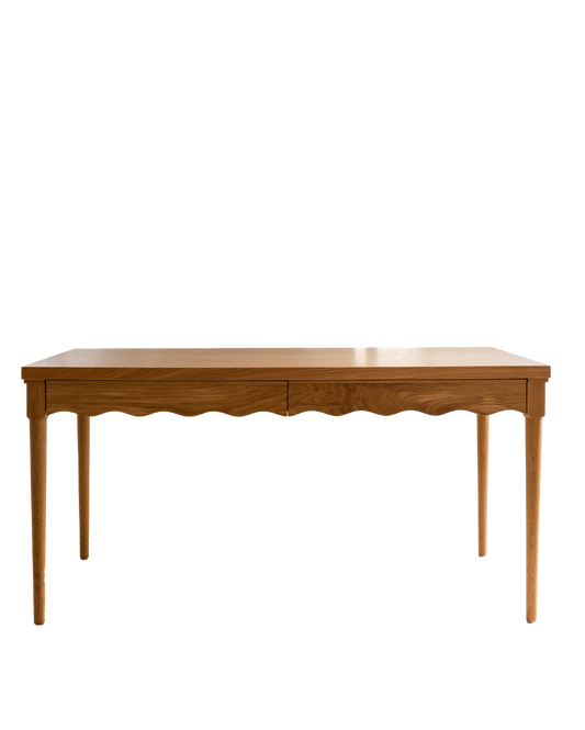 Desk with two drawers and scalloped edge